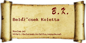 Belácsek Koletta névjegykártya